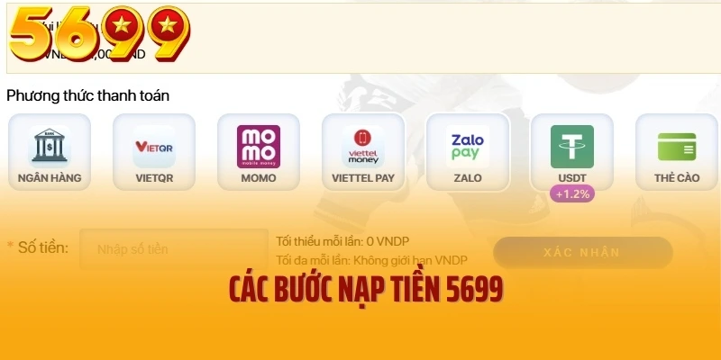 Các bước nạp tiền 5699